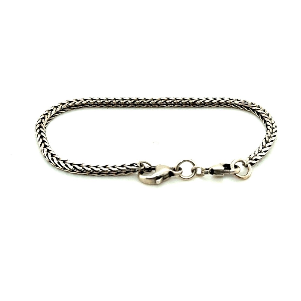 Sterling Silver Wheat Chain Bracelet Braided  7.5 Inch